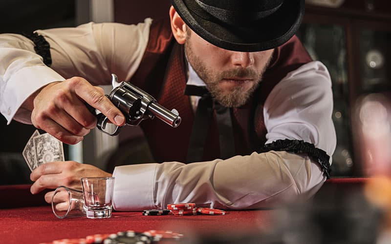 Card dealer wielding Heritage Barkeep revolver