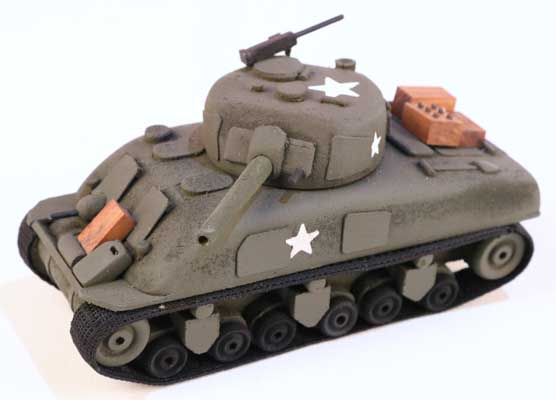 handcrafted model of a World War II M4A1 tank